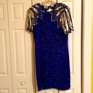 Vintage Beaded and Sequined Dress with Peekaboo Back